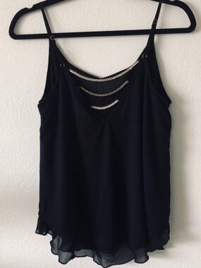 Guess Black Chain-Trim Spaghetti Strap Women's Top cami adjustable straps small